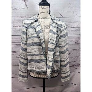 Vero Moda Fringe‎ Trim Textured Stripe Jacket Blazer Size Unknown